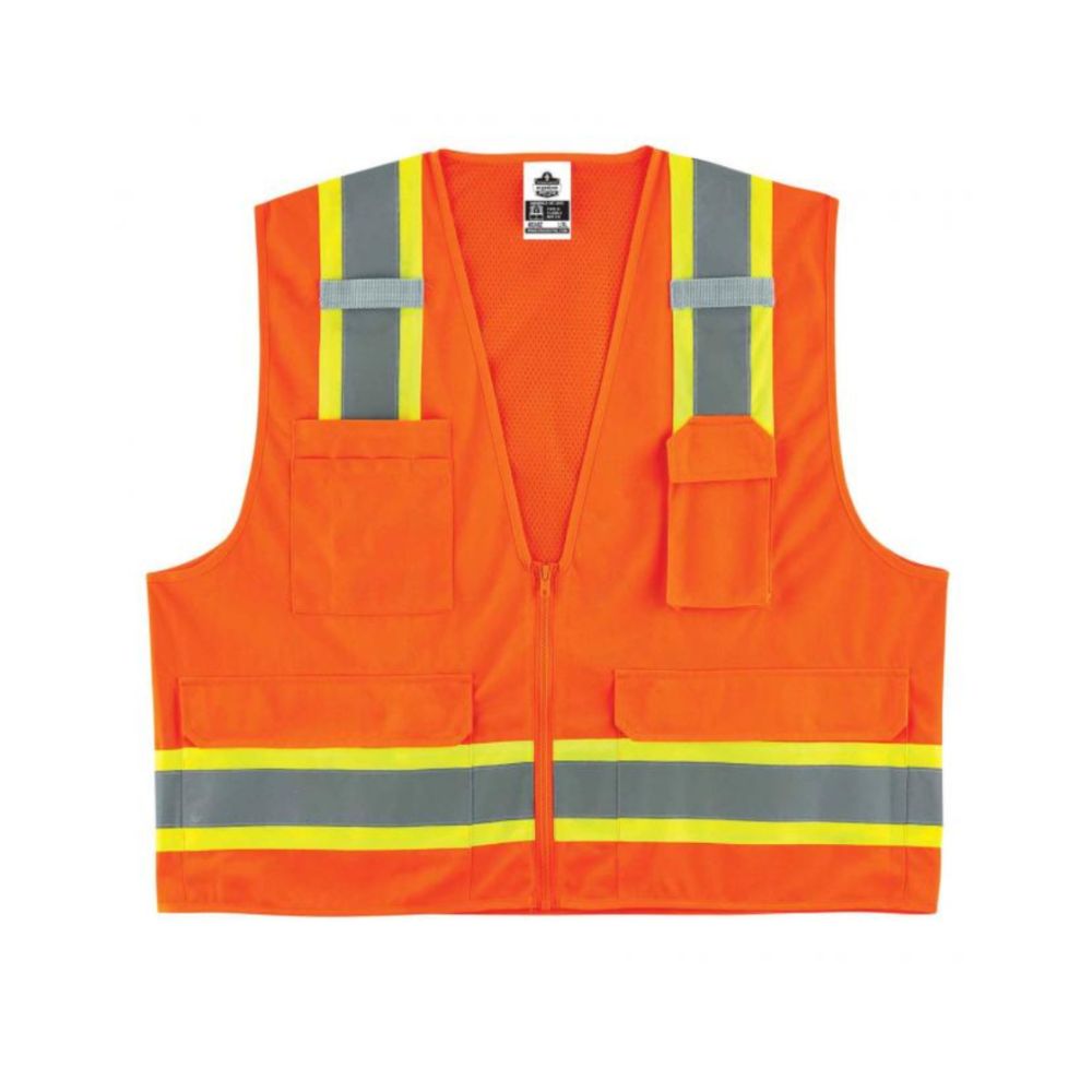 Ergodyne Orange Two-Tone Surveyor Vest - Type R, Class 2, Zipper from Columbia Safety